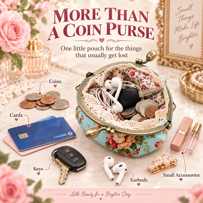 🌸 Vintage Floral Kiss-Lock Coin Purse – Cute Compact Pouch for Cards, Coins & Keys 👛