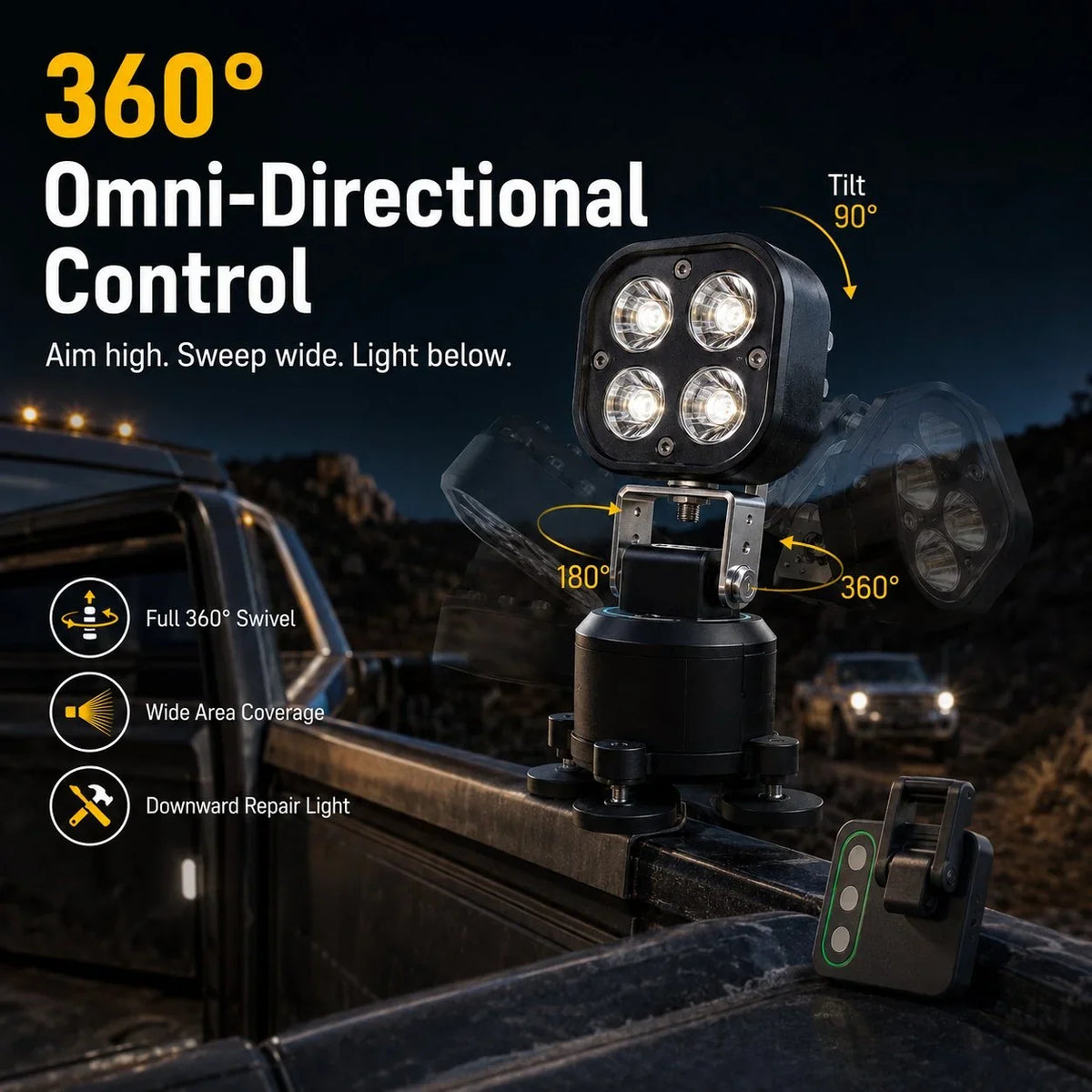 🏕️ Omni-Directional 360-degree rotation LED Pod Light