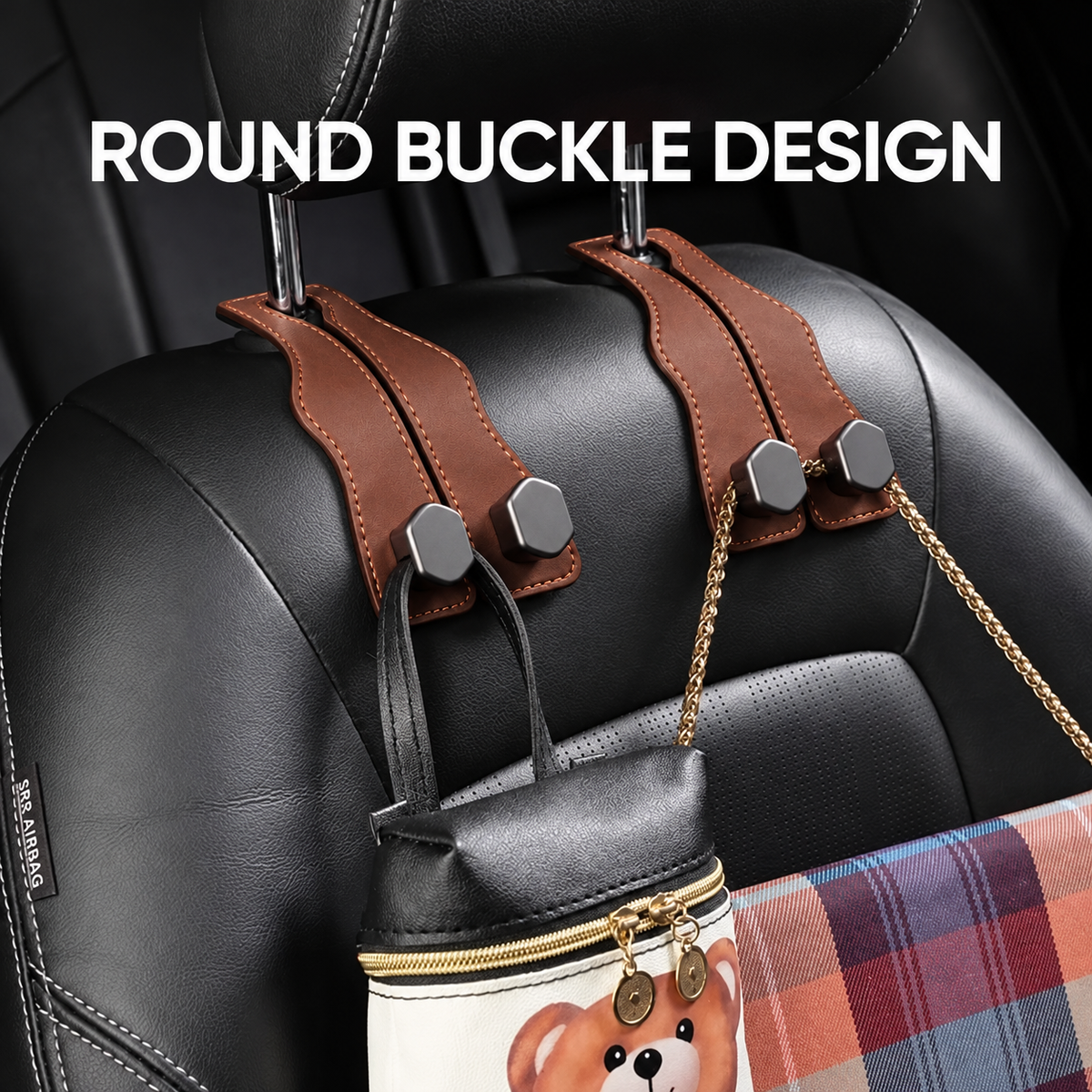 Suede Leather Car Seat Hook