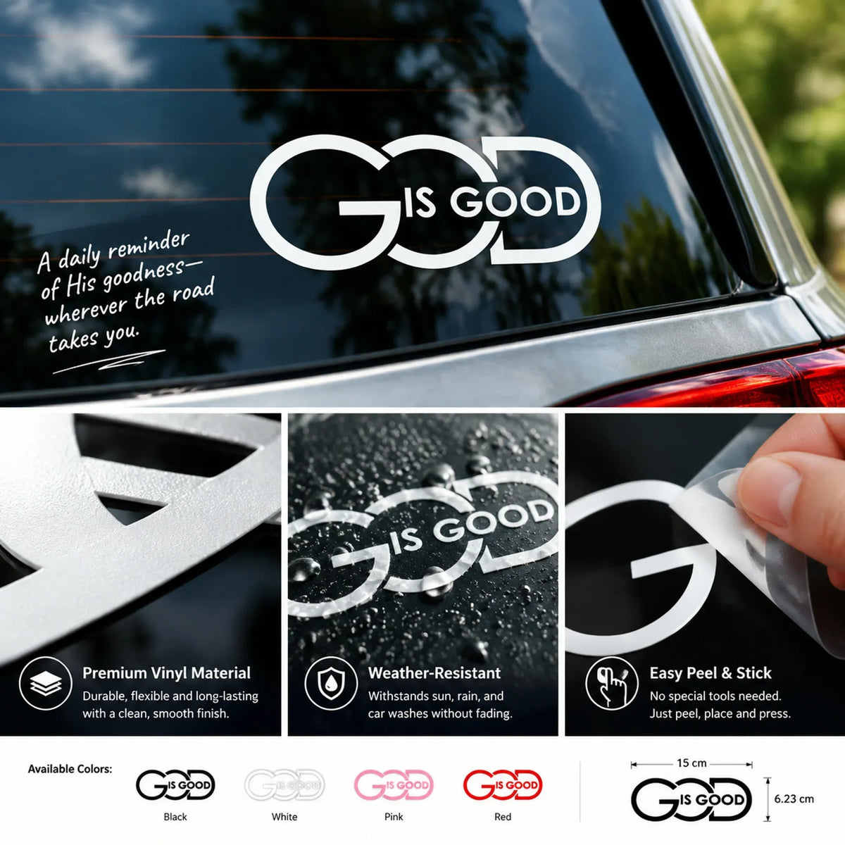 2pack🙏 "god Is Good" Christian Car Decal Sticker | Premium Religious Décor