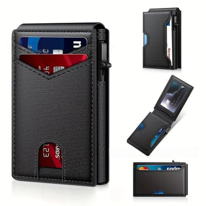 💳 One Click. Cards at Your Fingertips! ⚡ Slim RFID-Blocking Pop-Up Wallet