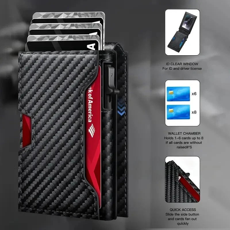 💳 One Click. Cards at Your Fingertips! ⚡ Slim RFID-Blocking Pop-Up Wallet