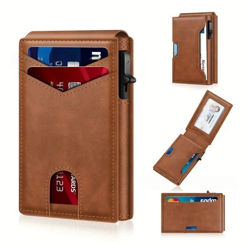 💳 One Click. Cards at Your Fingertips! ⚡ Slim RFID-Blocking Pop-Up Wallet