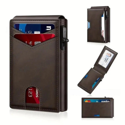 💳 One Click. Cards at Your Fingertips! ⚡ Slim RFID-Blocking Pop-Up Wallet