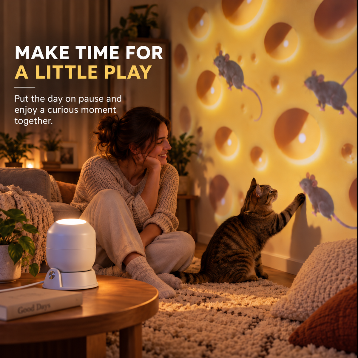🎄Cheese & Mouse Cat Projector – Indoor Fun for Curious Cats