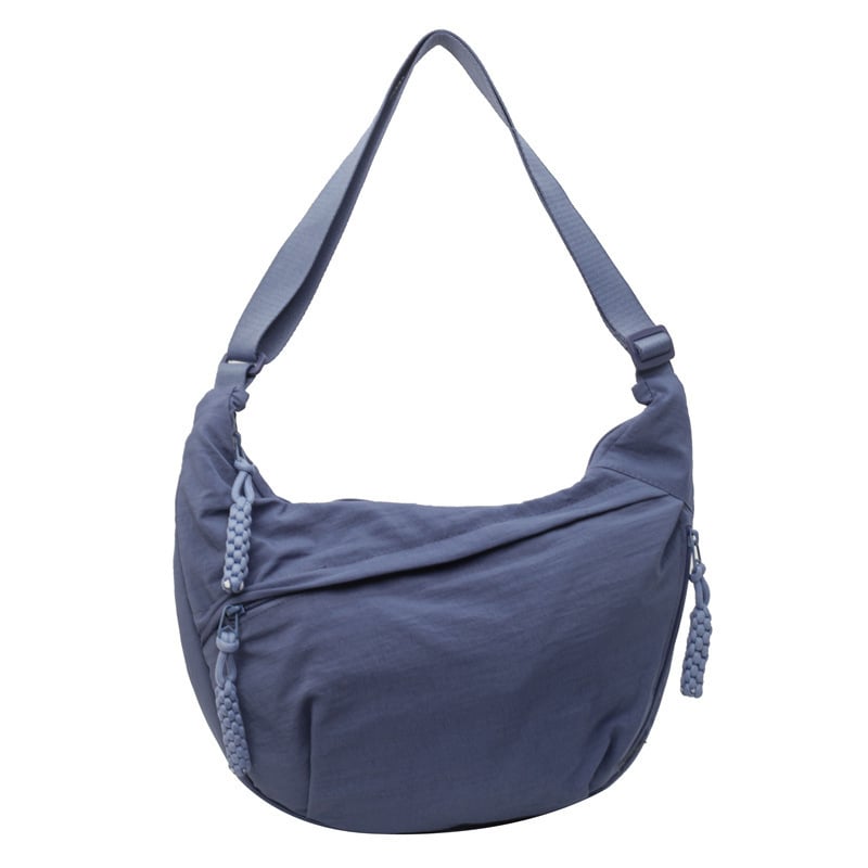 Women's Fashion Plain Color Nylon Crossbody Hobo Bag