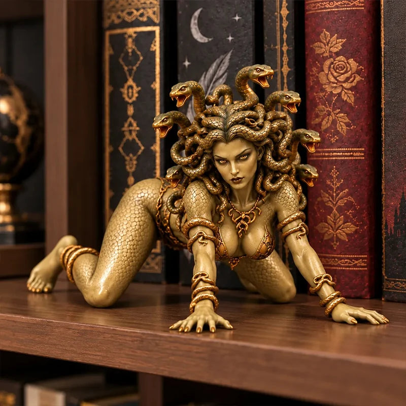 🐍Medusa Goddess Snake Hair Statue, Greek Mythology Gothic Desk Ornament