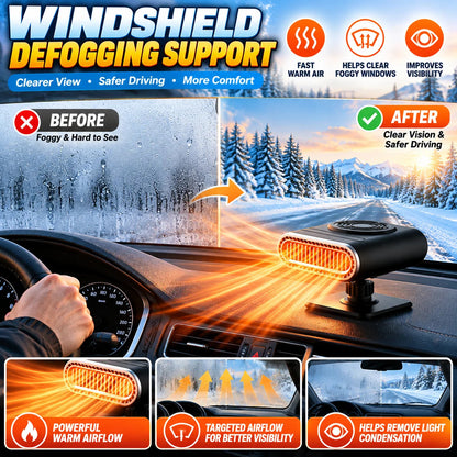 ❄️ 12V Portable Car Heater & Windshield Defogger – Adjustable Warm Air Fan