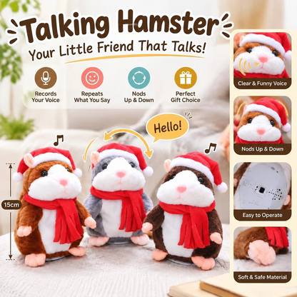 ✨Talking Hamster Plush – repeats whatever you say, auto head-shaking, hilarious fun for kids & adults.🎁