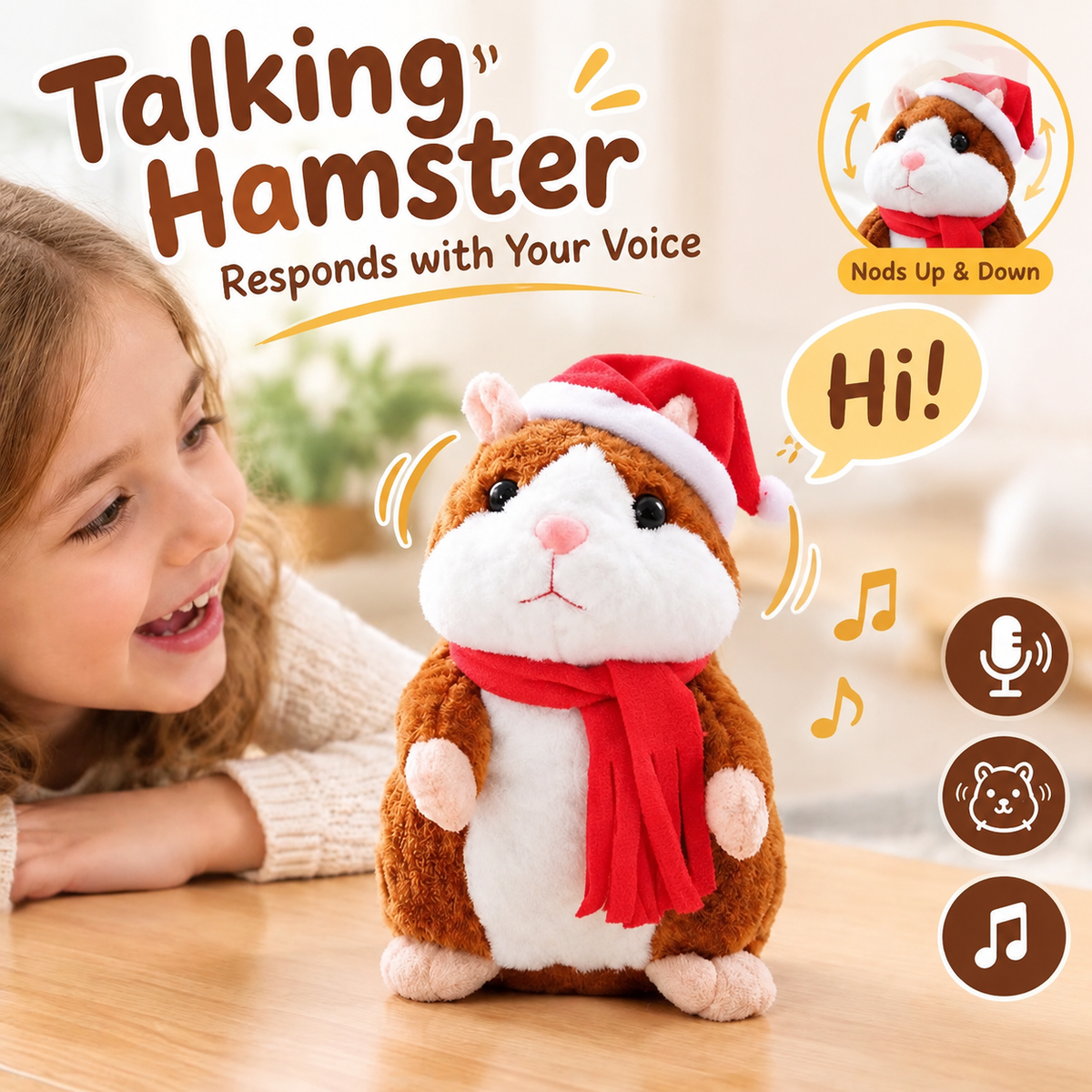 ✨Talking Hamster Plush – repeats whatever you say, auto head-shaking, hilarious fun for kids & adults.🎁