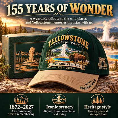 ⏳ Last Day 49% OFF – 🦬Yellowstone National Park 155th Anniversary Classic Cap