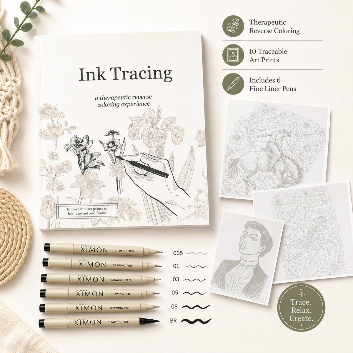 Beginner-Friendly 💕 Ink Tracing – A Relaxing Reverse Coloring Experience