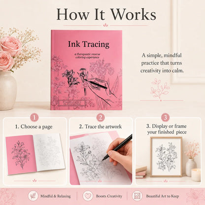 Beginner-Friendly 💕 Ink Tracing – A Relaxing Reverse Coloring Experience