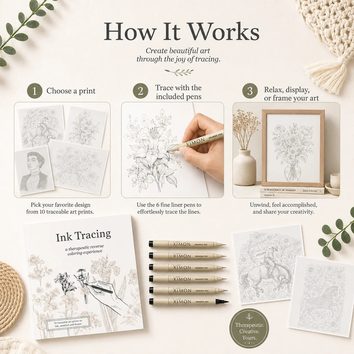 Beginner-Friendly 💕 Ink Tracing – A Relaxing Reverse Coloring Experience