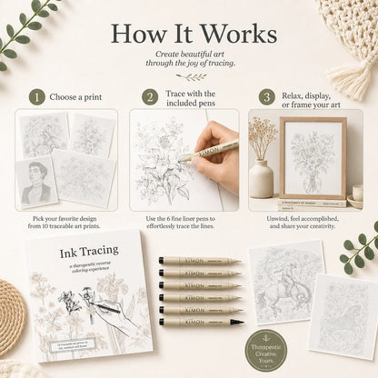 Beginner-Friendly 💕 Ink Tracing – A Relaxing Reverse Coloring Experience