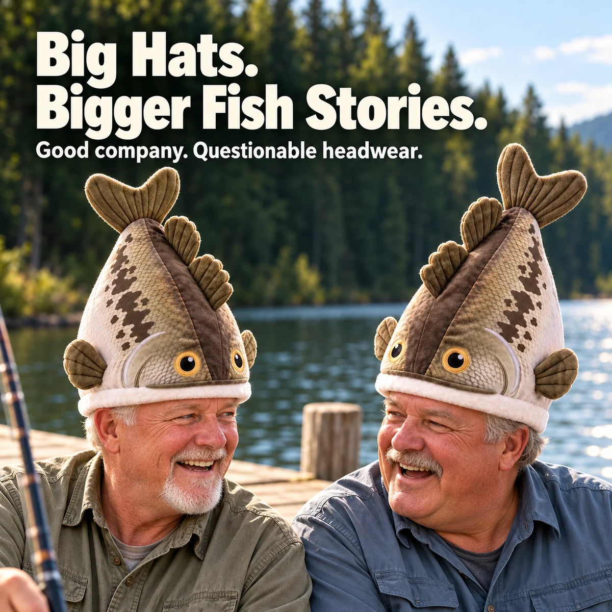 🔥Last Day 49% OFF - Big Bite Bass Tail-Flapping Plush Fish Hat