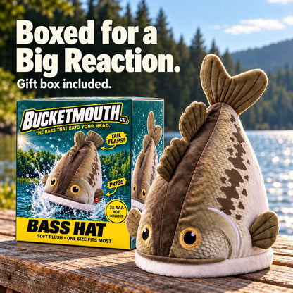 🔥Last Day 49% OFF - Big Bite Bass Tail-Flapping Plush Fish Hat