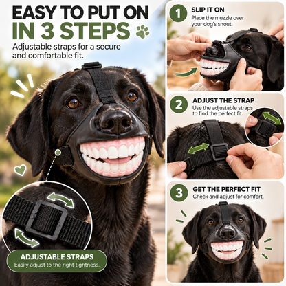 New cross-border funny dog muzzle with laughing teeth, a fun decorative muzzle for travel