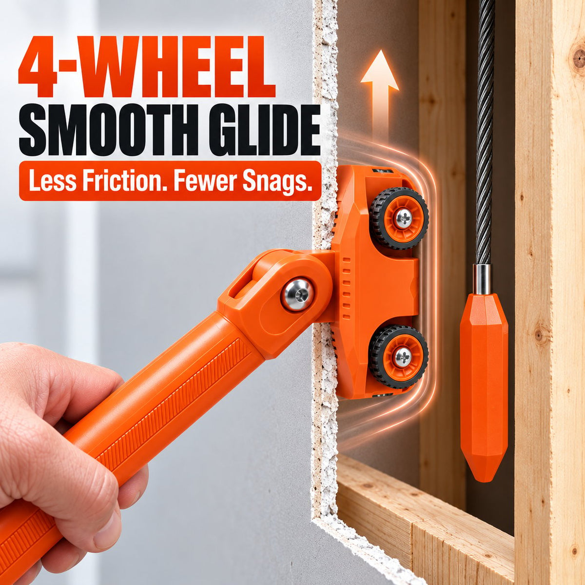 🧲 Magnetic Wire Puller with Wheels – Cable Fishing & Wall Wiring Installation Tool
