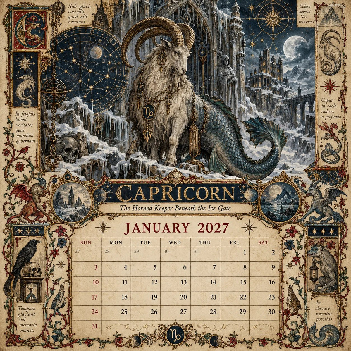 📅✨2027 Zodiac Grimoire Calendar™ | 12 Signs, 12 Forbidden Chapters
