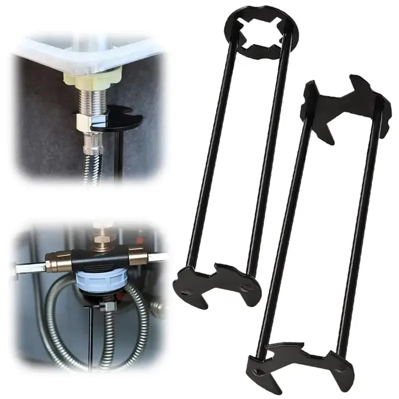 2PCS Basin Wrench, Upgraded Multifunctional Sink Wrench Faucet Wrenchs Tight Space Universal Installer Tool for Bathroom Kitchen (2PC Set)