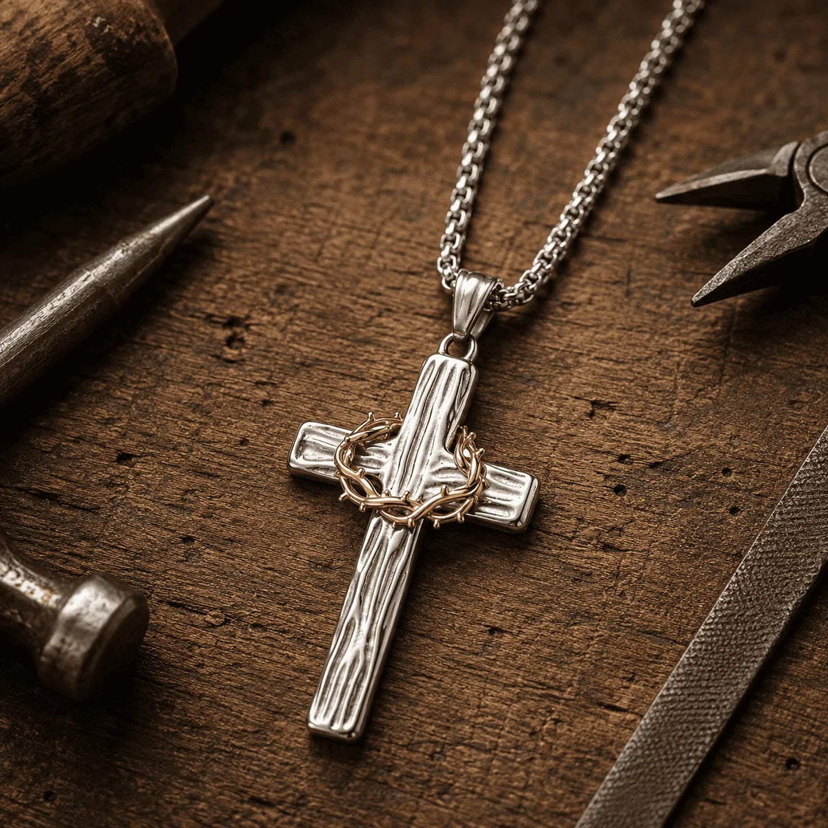 ✝️100% Handmade Crown Of Thorns Cross Necklace(𝐃𝐚𝐧𝐢𝐞𝐥 𝐁𝐫𝐨𝐨𝐤𝐬 𝐇𝐚𝐧𝐝𝐦𝐚𝐝𝐞®)