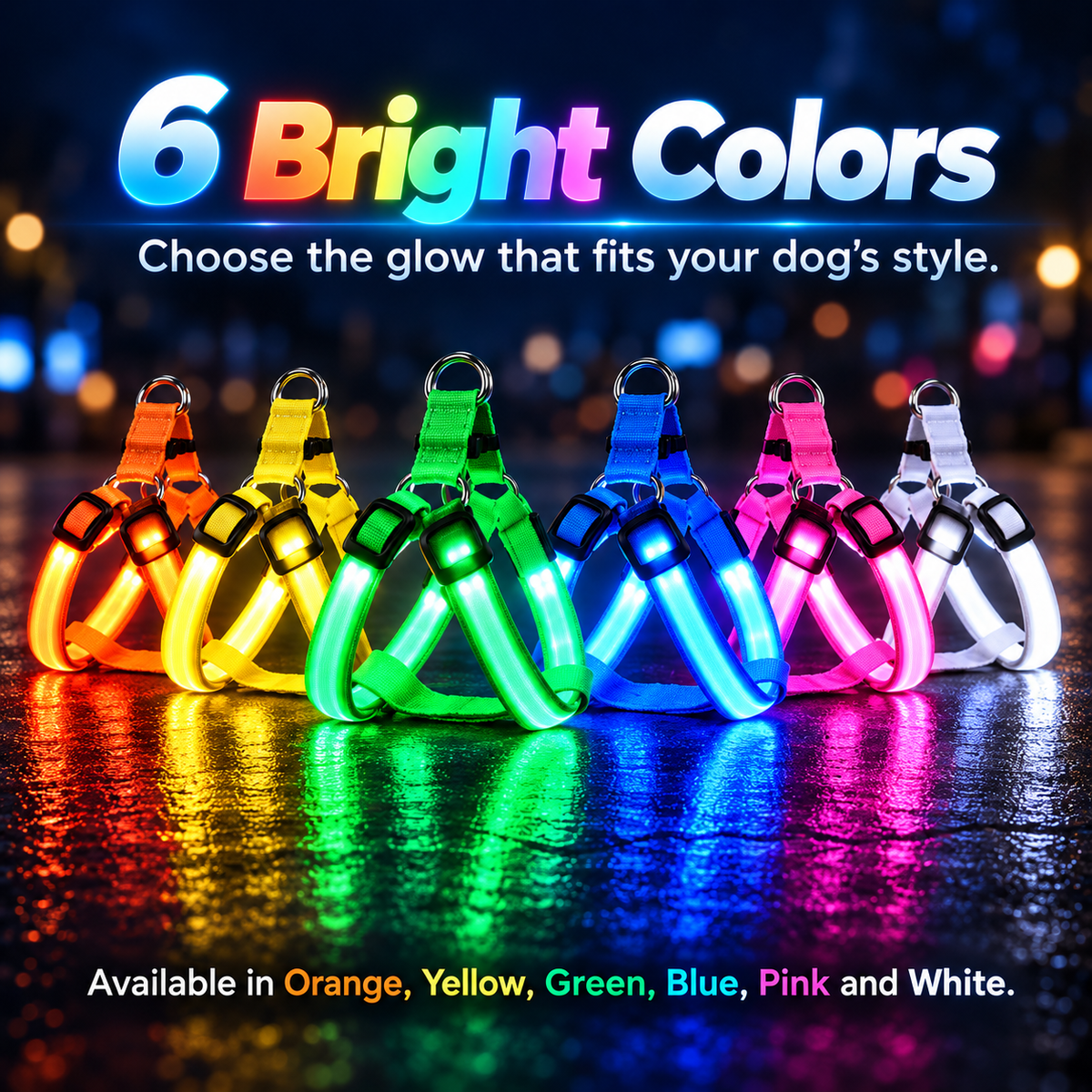 ✨Rechargeable LED Dog Harness & Collar🐕‍🦺Light-Up Night Walking Gear