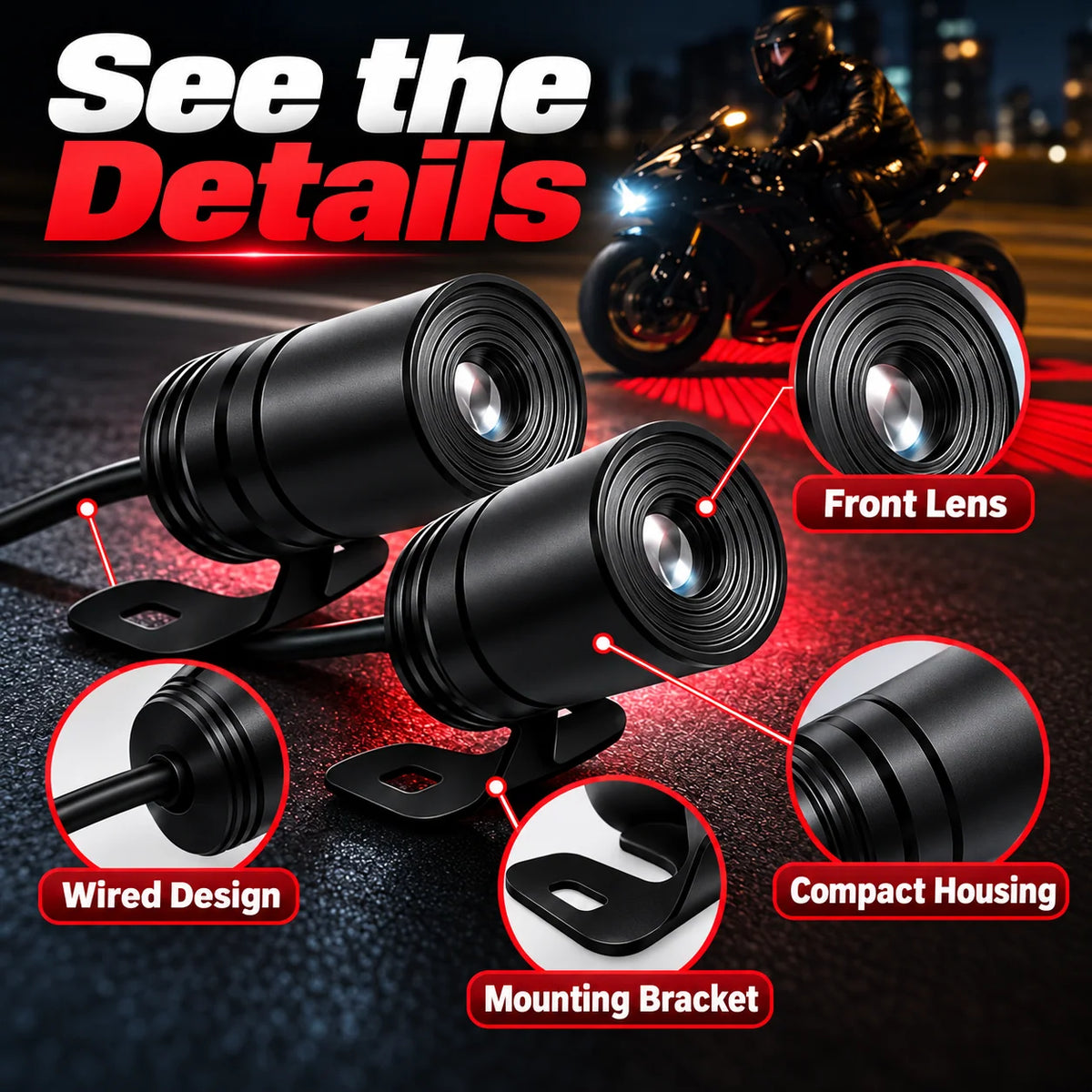 🏍️ Dual Motorcycle Laser Projector Lights!!!