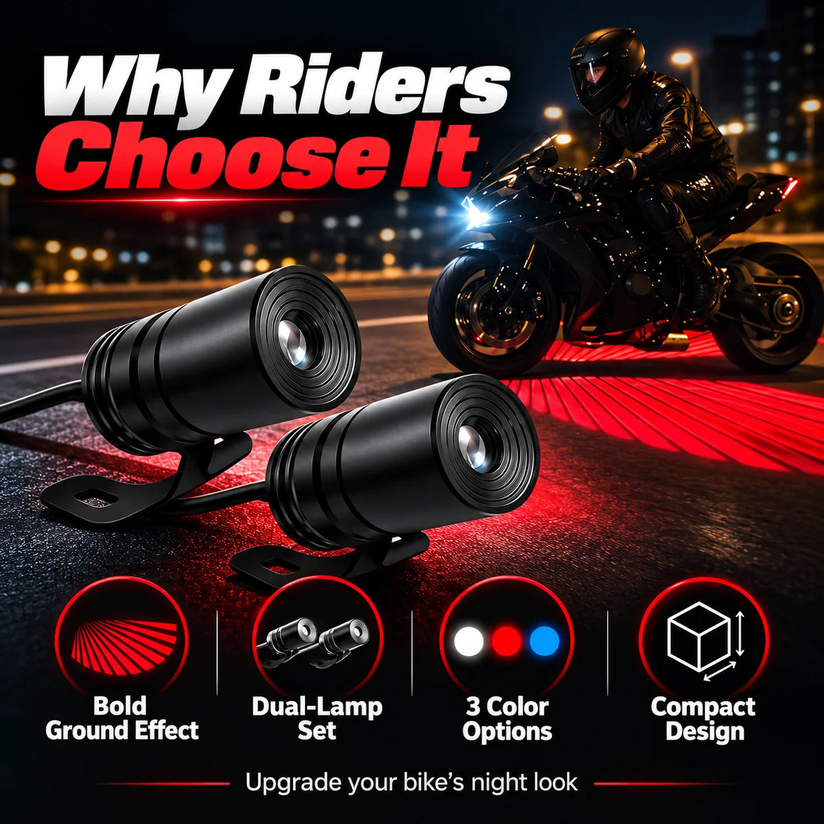 🏍️ Dual Motorcycle Laser Projector Lights!!!