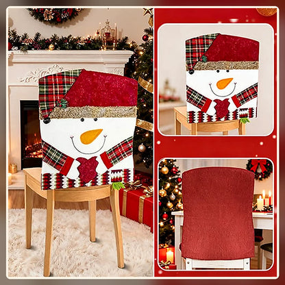 🎄 Christmas Character Chair Covers – Santa, Snowman & Reindeer Dining Decor