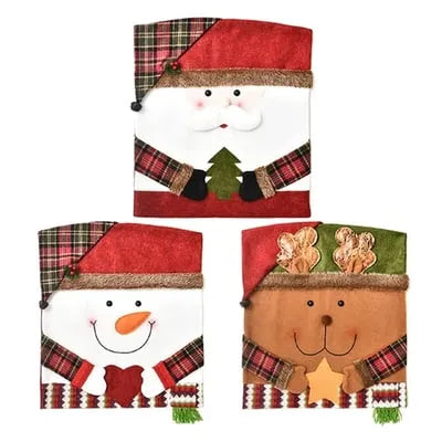 🎄 Christmas Character Chair Covers – Santa, Snowman & Reindeer Dining Decor