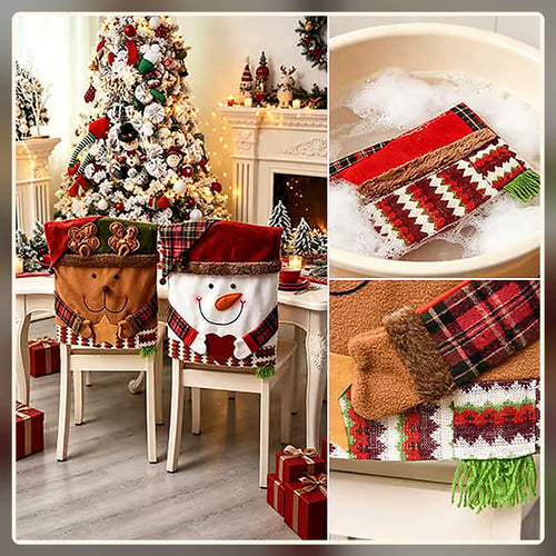 🎄 Christmas Character Chair Covers – Santa, Snowman & Reindeer Dining Decor