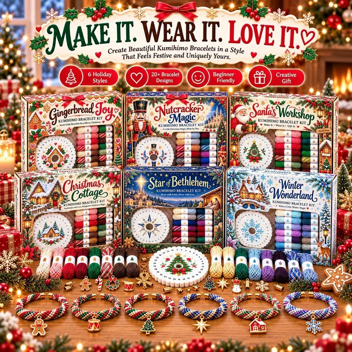 🎄 Christmas Bracelet Making Kit | Diy Braided Friendship Bracelets & Creative Handmade Holiday Gifts 🧶