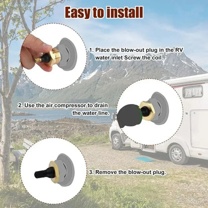 🔥NEW ARRIVAL 49% OFF🎁-2-Pcs Brass RV Blow Out Plugs with Drain Valve