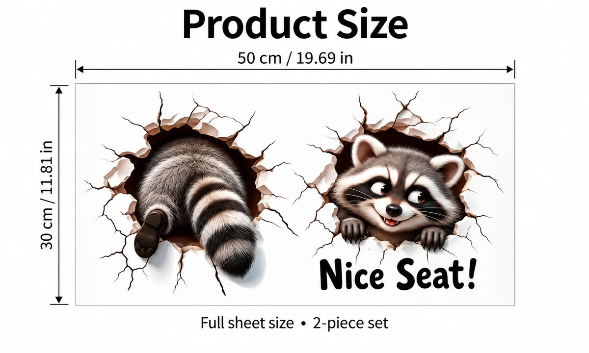 😂 Bathroom Buddies – Funny 3D Illusion Toilet Sticker Set | Removable 3D Illusion Stickers for Funny Bathroom Decor & Gag Gifts 🦝