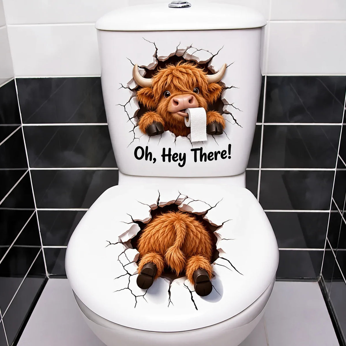 😂 Bathroom Buddies – Funny 3D Illusion Toilet Sticker Set | Removable 3D Illusion Stickers for Funny Bathroom Decor & Gag Gifts 🦝