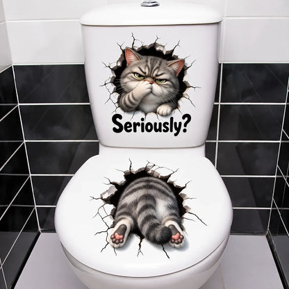 😂 Bathroom Buddies – Funny 3D Illusion Toilet Sticker Set | Removable 3D Illusion Stickers for Funny Bathroom Decor & Gag Gifts 🦝