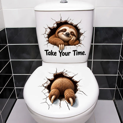 😂 Bathroom Buddies – Funny 3D Illusion Toilet Sticker Set | Removable 3D Illusion Stickers for Funny Bathroom Decor & Gag Gifts 🦝