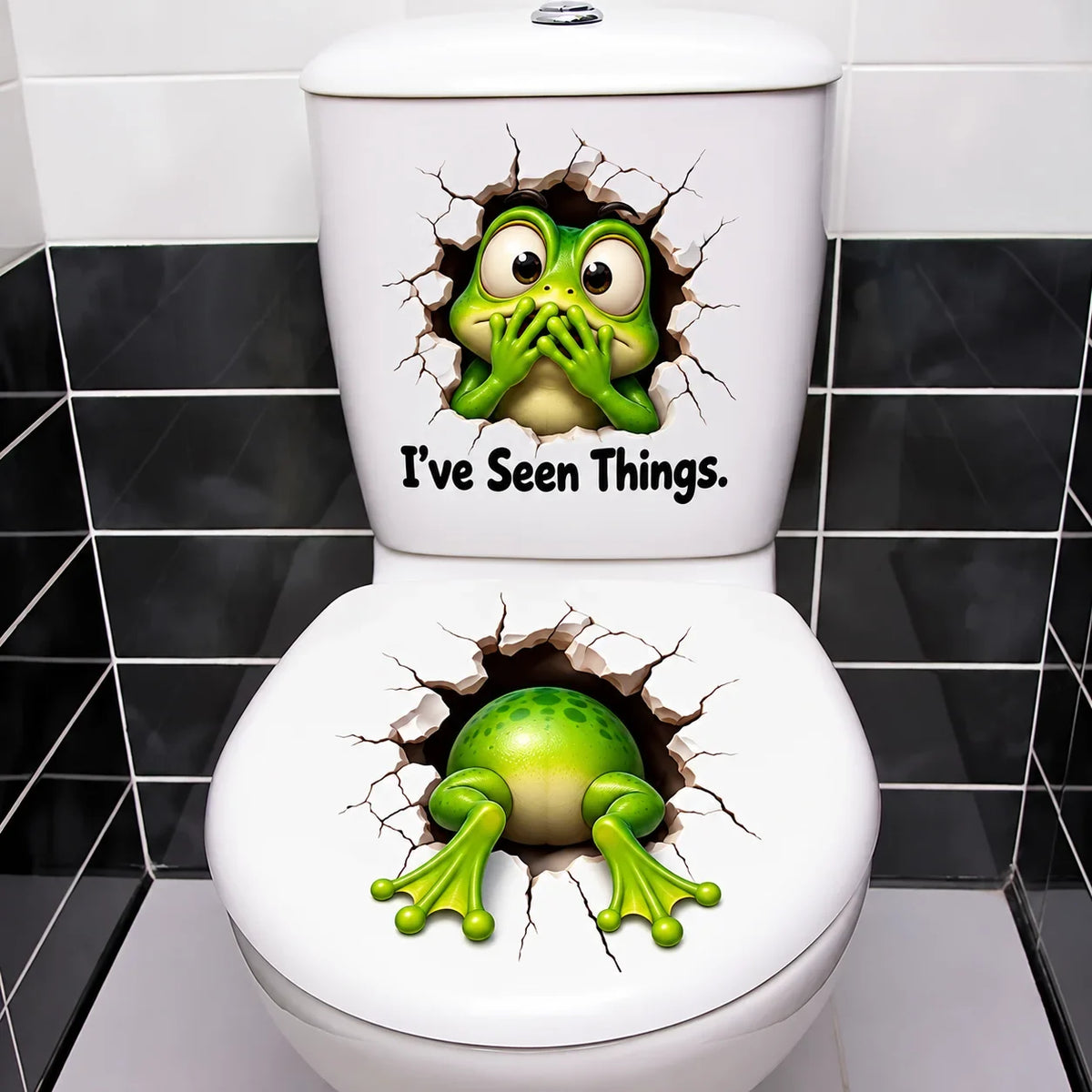 😂 Bathroom Buddies – Funny 3D Illusion Toilet Sticker Set | Removable 3D Illusion Stickers for Funny Bathroom Decor & Gag Gifts 🦝