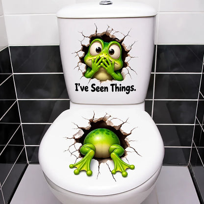 😂 Bathroom Buddies – Funny 3D Illusion Toilet Sticker Set | Removable 3D Illusion Stickers for Funny Bathroom Decor & Gag Gifts 🦝