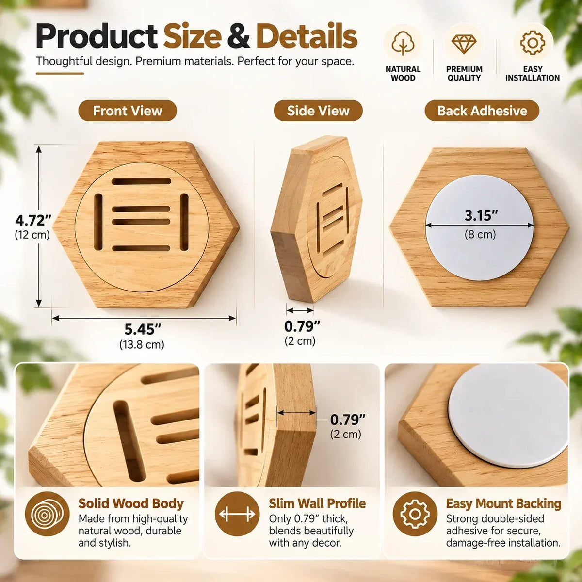 Honeycomb Wooden Medal Display Holder, Modular Hexagon Medal Rack, No Drill Medal Hanger for Marathon Running Sports Awards, Athlete Gift