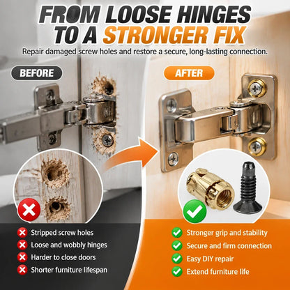 🔩 20pcs-Cabinet Hinge Repair Inserts – Strong Expansion Nuts For Fixing Loose Furniture & Wood Screws