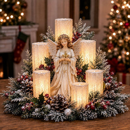 🔥Christmas Lighted Centerpiece with Flameless Candle Glow
