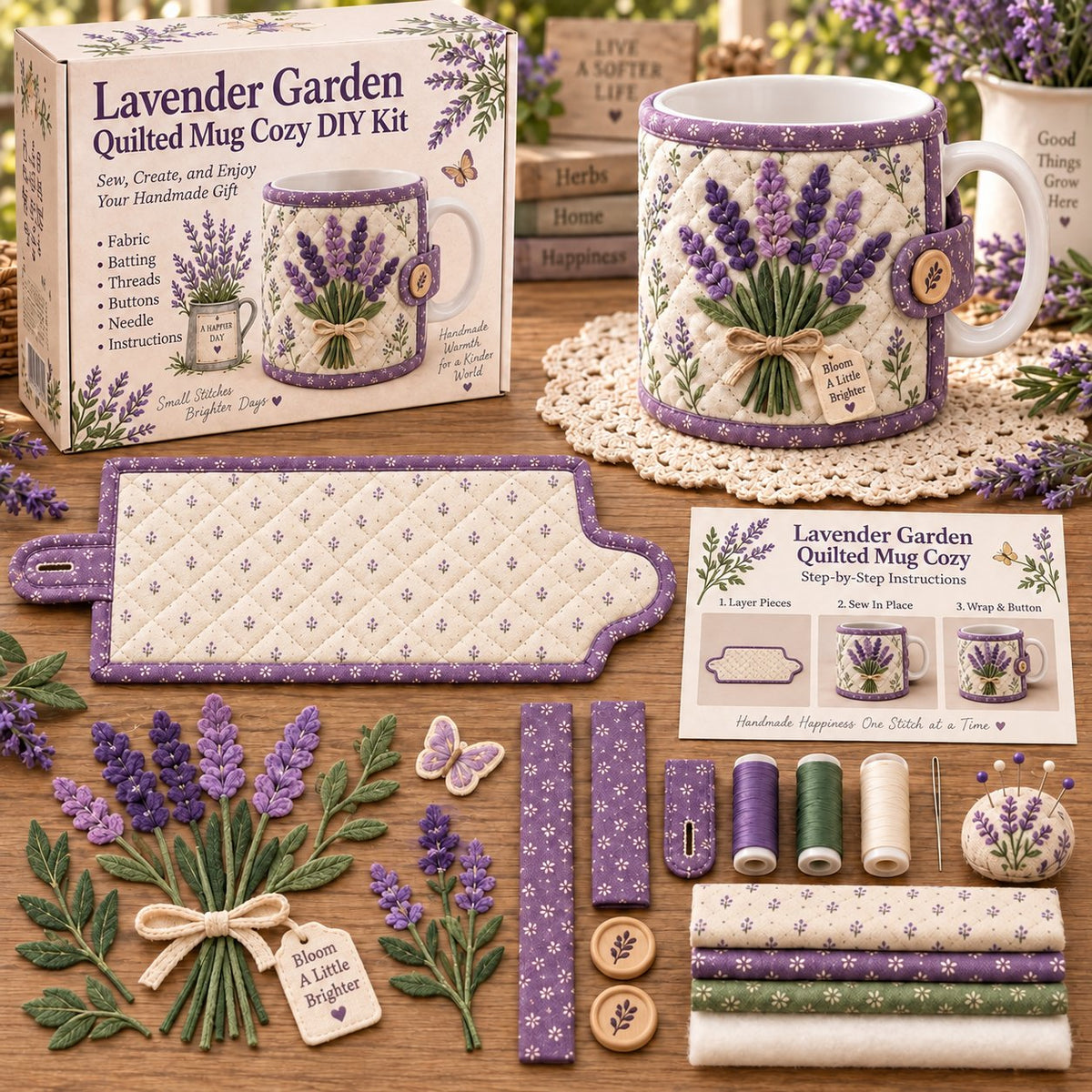 🌸Garden Quilted Mug Cozy DIY Kit