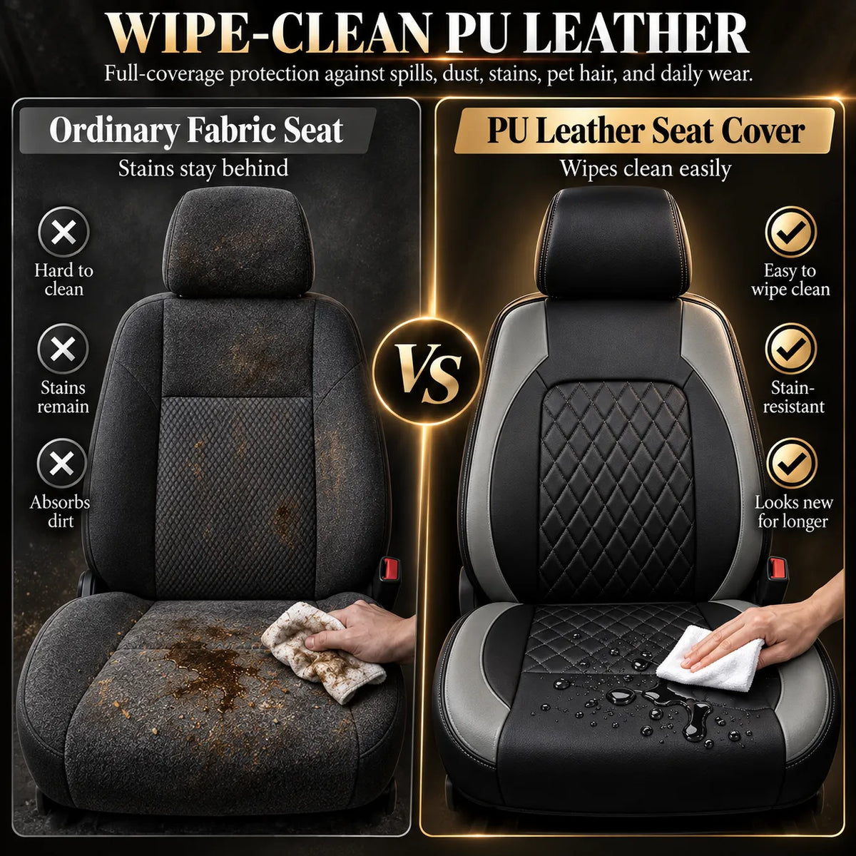 ⭐ 9-piece Universal Fit Leather Car Seat Cover Set