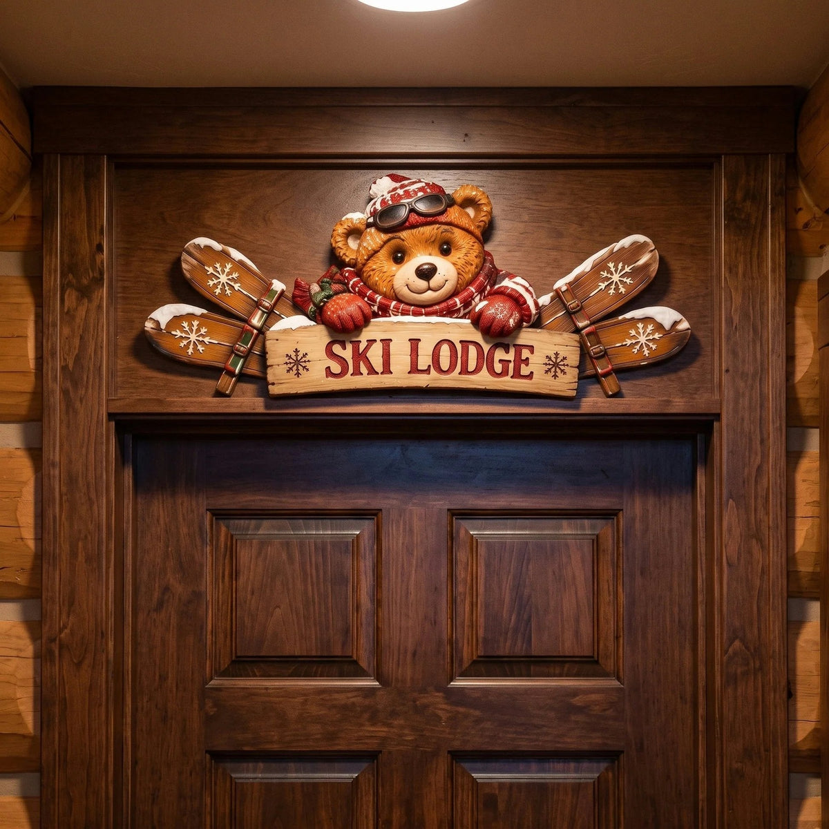 🎄 Rustic Winter Door Frame Topper – Christmas Cabin & Woodland Decor