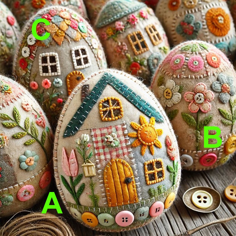 🏡LAST DAY SAEL 49% OFF!!✨🥚Patchwork Felt Egg House DIY Kit