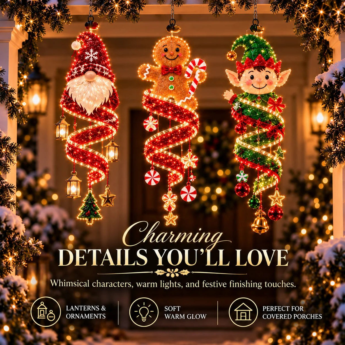 ⏳ ✨New Arrival 49% OFF – 🎄Christmas Magic Spiral™ Hanging LED Light Collection – 9 Festive Designs ✨ | Suspended Glowing Characters with Spiral Lights & Hanging Details for Porches, Windows, Entryways & Holiday Displays