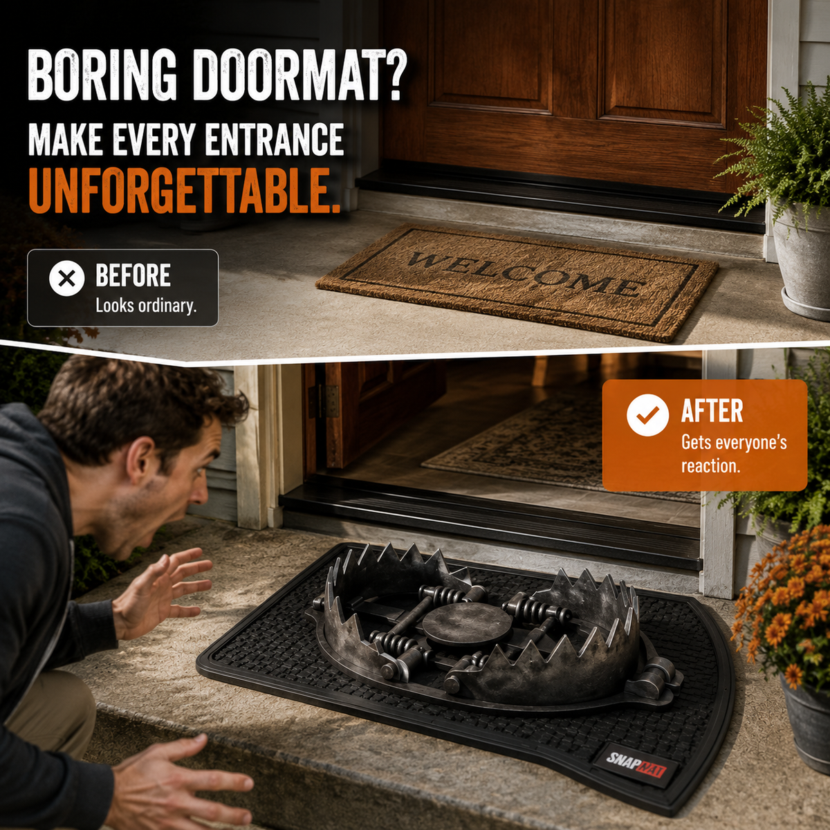 🔥 Limited Time Deal – 3D Bear Trap Reaction Doormat | Realistic Funny Prank Door Mat That Makes Everyone Look Twice( 2D printing)