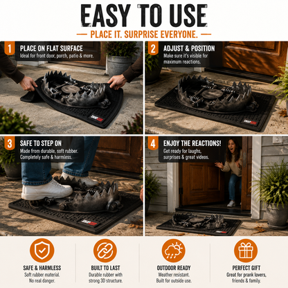 🔥 Limited Time Deal – 3D Bear Trap Reaction Doormat | Realistic Funny Prank Door Mat That Makes Everyone Look Twice( 2D printing)